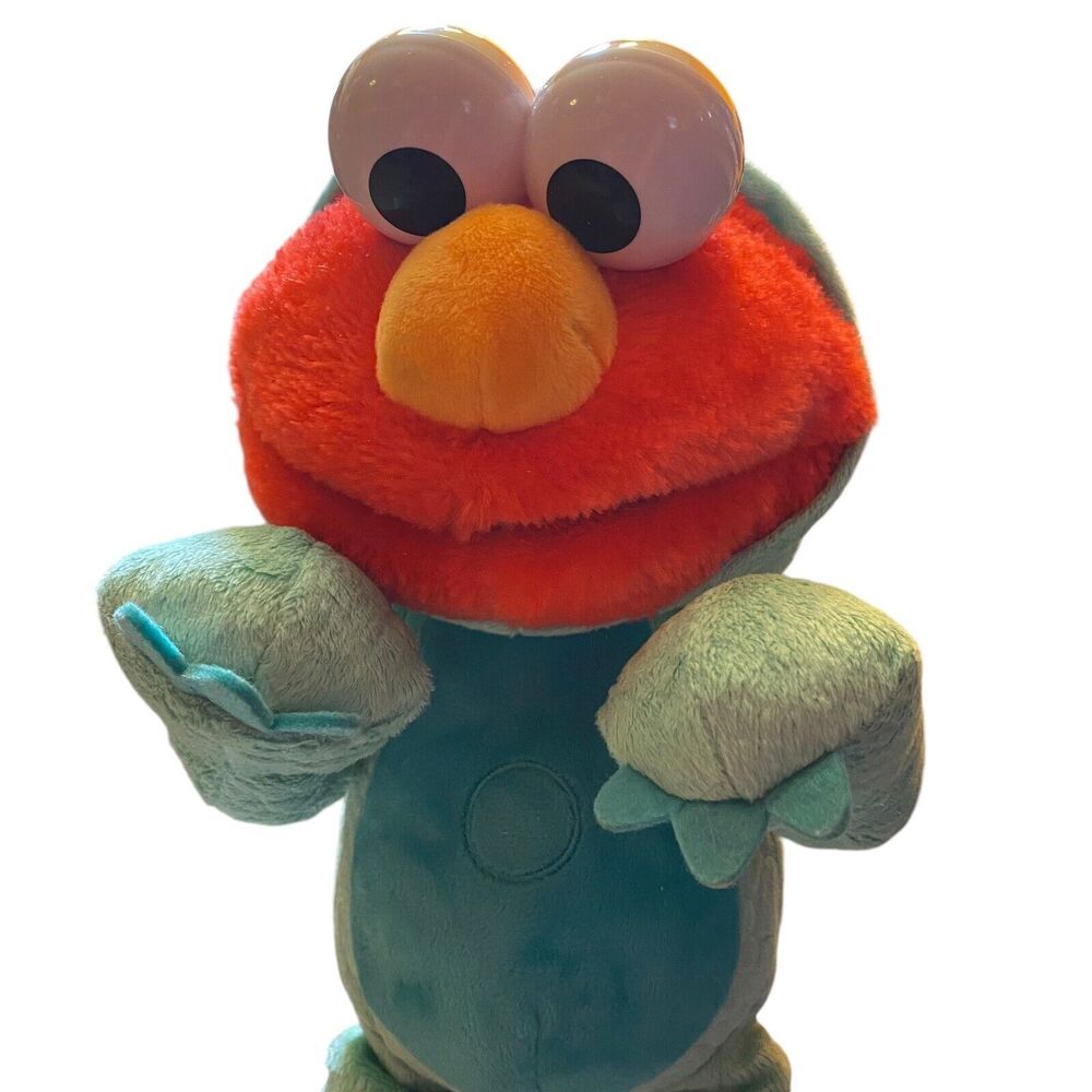 Elmo Dino Stomp Dancing Talking Plush Sesame Street 13” Tested Works W/Batteries